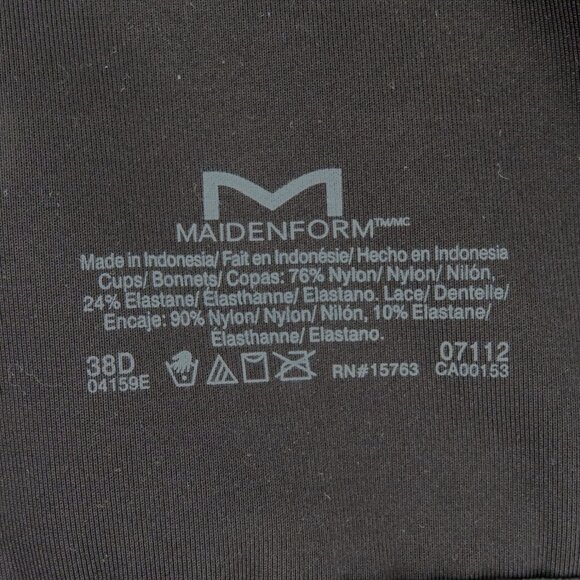 Maidenform 38D Bra 07112 One Fab Fit Everyday Full Coverage Racerback Black Lace - Picture 9 of 11